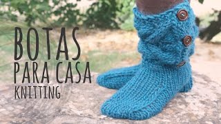 Tutorial Botas para Casa Tricot  Dos agujas [upl. by Leval]