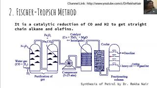 Fischer Tropsch and Bergius Process Synthesis of PetrolFuels and its analysisby Dr Rekha Nair [upl. by Adnolehs]