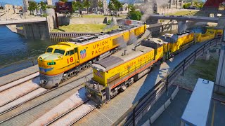 Union Pacific Trains running at UNUSED Dock Railroads  Grand Theft Auto V [upl. by Akiemahs188]