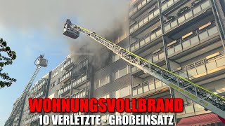 GROßEINSATZ IN HEILIGENHAUS  Wohnungsvollbrand im 5 OG  10 Verletzte  120 Einsatzkräfte [upl. by Leesa]