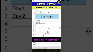 Trick to create ToDO List excel shorts shortsfeed [upl. by Foster725]