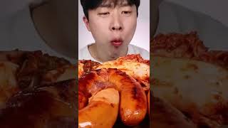 Kielbasa sausage with cheddar cheese sauce Mukbang [upl. by Ethelred]