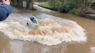 Rufford Ford Tesla compilation in Deep Flood water [upl. by Dadivitan]