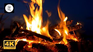 🔥 Crackling Fire w Rain and Thunder Sounds Outside  Relaxing Sounds for Sleep Cozy Ambience  4K [upl. by Nichol619]