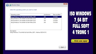 Bộ cài windows 7 64 Bit Full Soft 4 trong 1 Vàng Phạm [upl. by Attennhoj]