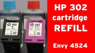 How to refill HP 302 inkjet cartridge HP Envy 4524 [upl. by Denison547]