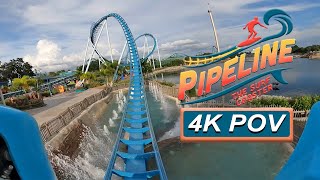 Pipeline The Surf Coaster 4K Reverse POV SeaWorld Orlando Orlando FL [upl. by Mufinella]