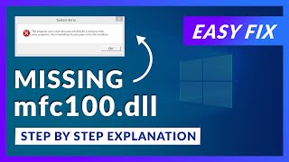 mfc100dll Missing Error  How to Fix  2 Fixes  2021 [upl. by Naehs]