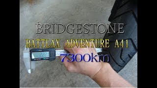 タイヤ摩耗状態 7300km走行 BATTLAX ADVENTURE A41 VStrom650 BRIDGESTONE [upl. by Elleuqram380]