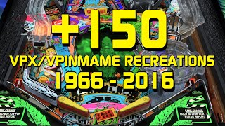 Awesome 150 Tables Visual Pinball 10 Recreations 1966  2016 for your Virtual Pinball [upl. by Nolur]