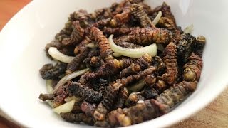 Zambian Food Infinkubala Mopani Worms Recipe [upl. by Randall]