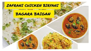 Zafrani Chicken Dum Biryani With Bagara Baigan  Hyderabad Biryani  Sherinkitchenvlogs [upl. by Hahnke]