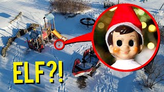 DRONE CATCHES ELF ON THE SHELF AT HAUNTED PARK HE ACTUALLY MOVED [upl. by Gnas951]