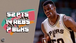 David Robinson 52 pts 14 rebs 7 blks vs Hornets 9293 season [upl. by Duster]