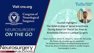 Journal Highlight The Relationship of Spinal Anesthesia Dosing Based on Thecal Sac Area to [upl. by Labaw]