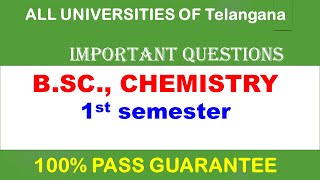 IMPORTANT QUESTION B SC CHEMISTRY 1 ST SEMESTER TELANGANA UNIVERSITIES  HSR BIOINFO [upl. by Erusaert597]