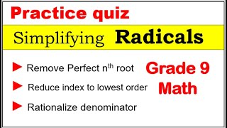 Math 9 Practice quiz about simplifying radicals radicals math9 howtosimplify simplifyradicals [upl. by Naruq]