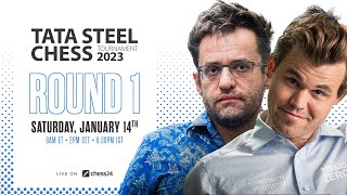 Tata Steel Chess 2023  Round 1  Commentary by Laurent Fressinet amp Peter Svidler [upl. by Saisoj]