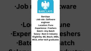 Barclays Software engineer OFF CAMPUS  Top companies hiring [upl. by Navoj264]