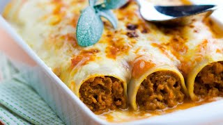 Recette  Cannellonis gratinés farcis à la bolognaise [upl. by Enaywd]