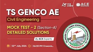 TS GENCO AE Civil Engineering Exam  Mock Test  2 SectionA Detailed Solutions  ACE Online [upl. by Py678]