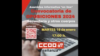 Asamblea informativa  Convocatoria de oposiciones docentes CyL 2024 Secundaria y otros cuerpos [upl. by Bhayani]