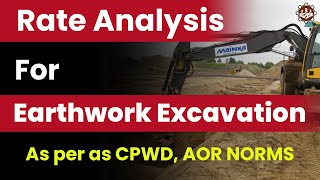 Rate Analysis of Earthwork Excavation as per CPWD  Excavation Rate Analysis EarthworkExcavation [upl. by Nessah]