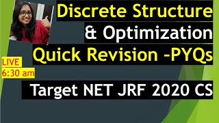 Discrete Structures and Optimization Day1  Quick Revision CourseUGC NET Computer Science [upl. by Leissam]