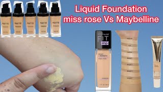 Makeup review Missrose Silk Foundation vs Maybelline Liquid Foundation makeup missrose maybelline [upl. by Novj]