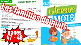 Les familles de mots  page 4748   le trésor des mots CM2 [upl. by Reeba]