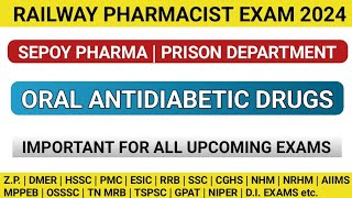 ANTIDIABETIC DRUGS CLASSIFICATION amp MCQS  RRB PHARMACIST EXAM  SEPOY PHARMA  PRISON DEPARTMENT [upl. by Tica]