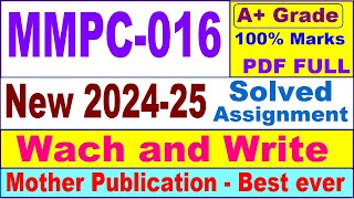 MMPC 016 solved assignment 202425 in English  mmpc 016 solved assignment 2025  mmpc16 202425 [upl. by Yob368]