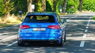 520 HP Audi RS3 with IROZ Downpipe  INSANE LAUNCHES Accelerations Crackles [upl. by Julide]