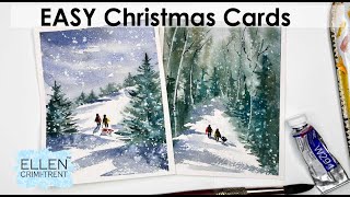 EASY Watercolor Christmas Cards [upl. by Enrev189]