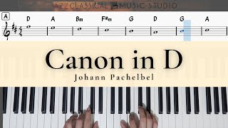 Canon in D 卡农  Johann Pachelbel  Piano Tutorial EASY  WITH Music Sheet  JCMS [upl. by Nagaem854]