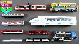 Learn About Types of Trains for Kids with Toys  More Vehicles Video [upl. by Jacy]