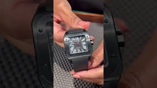 Cartier Santos 100 Carbon ADLC Coated Steel Mens Watch WSSA0006 Review  SwissWatchExpo [upl. by Talbott]