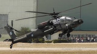 AH64HA Apache  Takeoff Airshow Display Wheelie Landing  Hellenic ArmyAFW2013 [upl. by Sayles594]