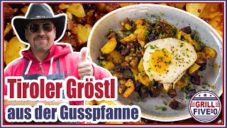 Tiroler Gröstl  einfach schnell amp lecker in der Gusspfanne zubereitet  Bratenreste verwerten 🤠 [upl. by Uahc]