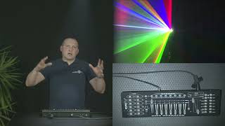 Basic LASER control with small DMX controller  example with Laserworld EL230RGB  Laserworld [upl. by Anivlek]