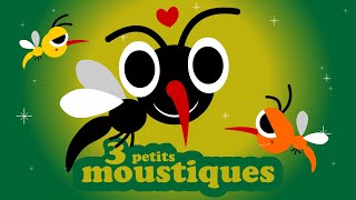 3 petits moustiques qui piquent 🦟🦟🦟 Petites comptines pour bébé avec paroles [upl. by Atinar]