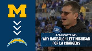 Jim Harbaugh on WHY HE LEFT MICHIGAN for CHARGERS joins CBS Sports at AFC Championship  CBS Sports [upl. by Atiuqnahs]