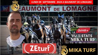 PRONOSTICS TURF 100 QUINTE LUNDI 09 SEPTEMBRE 2024 A BAUMONT DE LOMAGNE [upl. by Burgwell217]