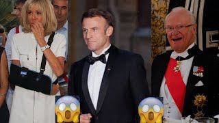 Emmanuel Macron en Suède  pourquoi l’attitude de Brigitte au banquet d’Etat a choqué [upl. by Kerwinn]