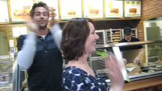 Zachary Levi from Chuck going to Subway in Birmingham  Save Chuck [upl. by Ymereg]