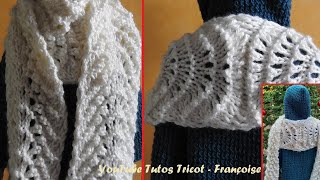 Tuto Tricot Rabattre les mailles pour assembler sans couture 2 pièces de tricot  Echarpe ajourée [upl. by Arries]