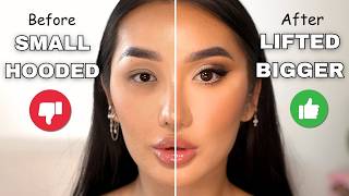 4 EASY STEPS TO BIGGER  LIFTED EYES WITH MAKEUP Makeup artist SECRETS [upl. by Helene766]