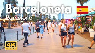 BARCELONETA BEACH AND BOARDWALK SUMMER TOUR BARCELONA SPAIN 4K [upl. by France]