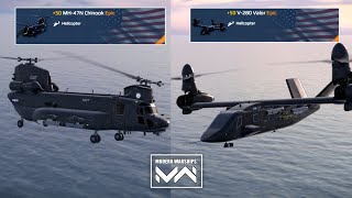 MH47N Chinook VS V280 Valor VIP Helicopter Comparison  Modern Warships [upl. by Akoyn]