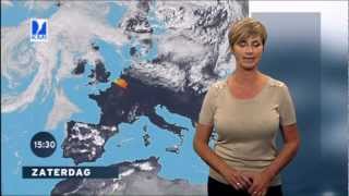 Sabine Hagedoren 8 september 2012 zomers weerbericht Vlaanderen weervrouw HD [upl. by Aeli354]